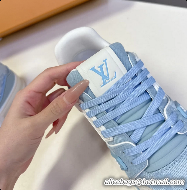 Best Product Louis Vuitton LV Trainer Sneakers Denim Blue Monogram Canvas 6062302
