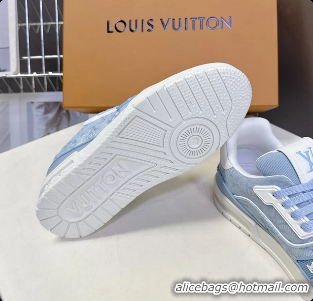Best Product Louis Vuitton LV Trainer Sneakers Denim Blue Monogram Canvas 6062302