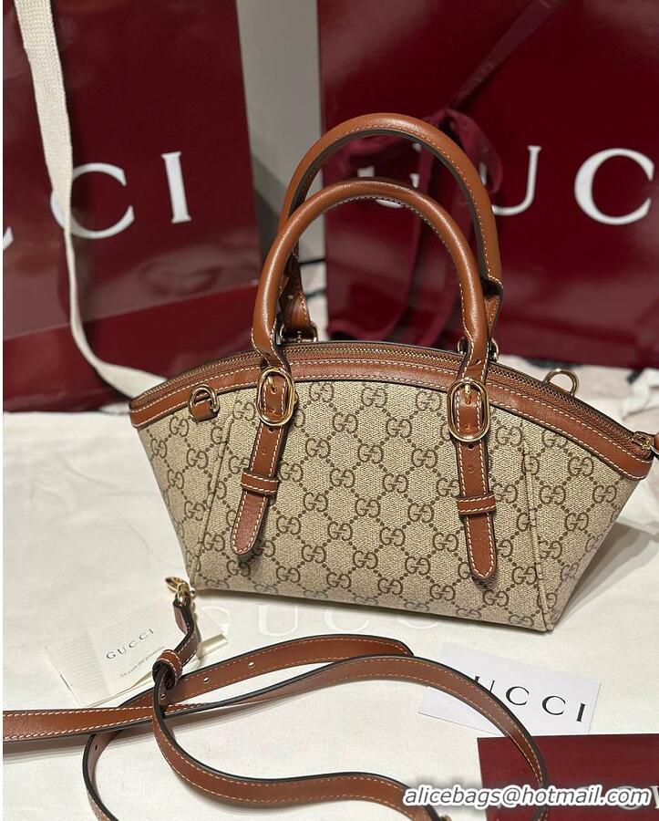 Promotional Gucci GG Emblem Small Top Handle Bag 589562 Beige/Brown 2026