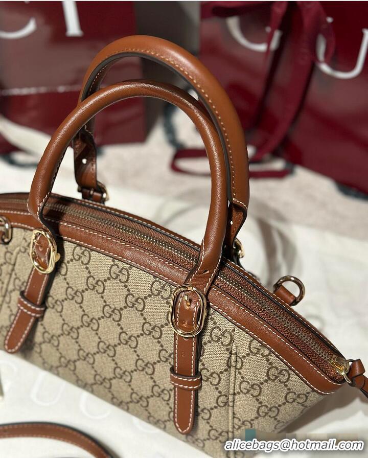 Promotional Gucci GG Emblem Small Top Handle Bag 589562 Beige/Brown 2026