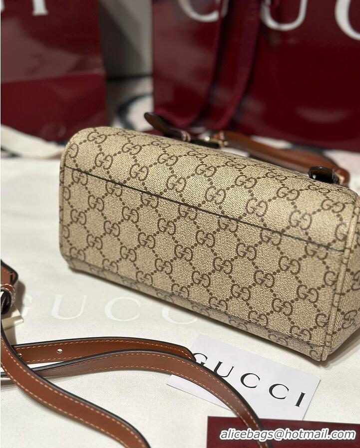 Promotional Gucci GG Emblem Small Top Handle Bag 589562 Beige/Brown 2026