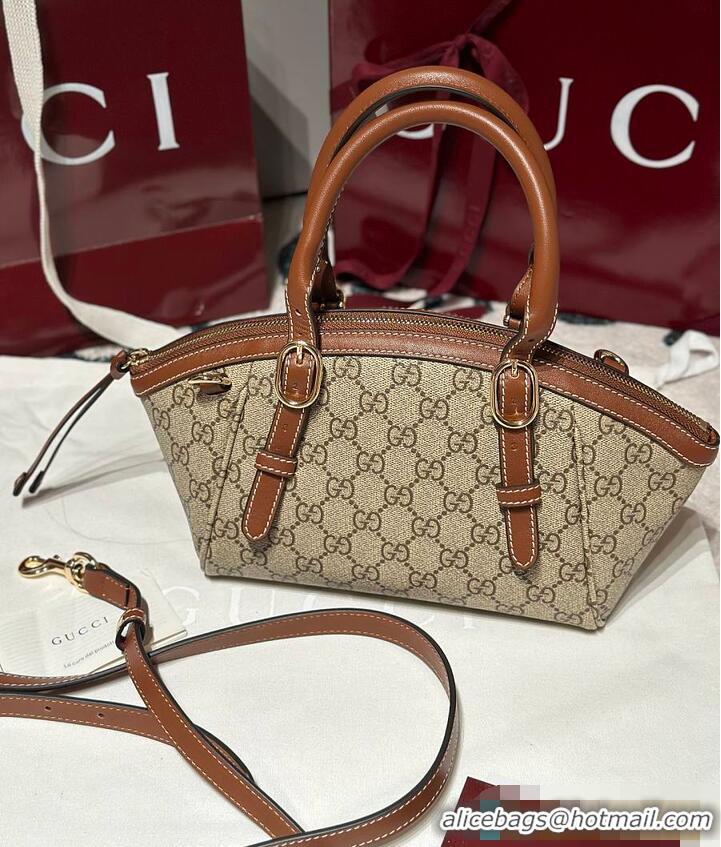 Promotional Gucci GG Emblem Small Top Handle Bag 589562 Beige/Brown 2026
