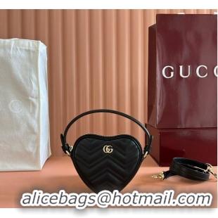 Top Quality Gucci Heart-Shaped GG Marmont Mini Bag 589565 Black 2026