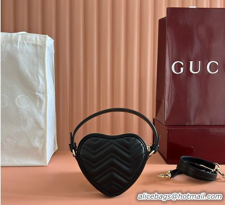 Top Quality Gucci Heart-Shaped GG Marmont Mini Bag 589565 Black 2026
