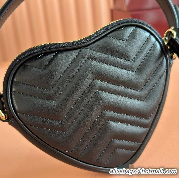 Top Quality Gucci Heart-Shaped GG Marmont Mini Bag 589565 Black 2026