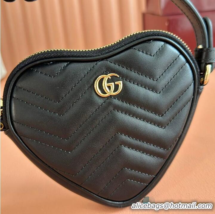 Top Quality Gucci Heart-Shaped GG Marmont Mini Bag 589565 Black 2026