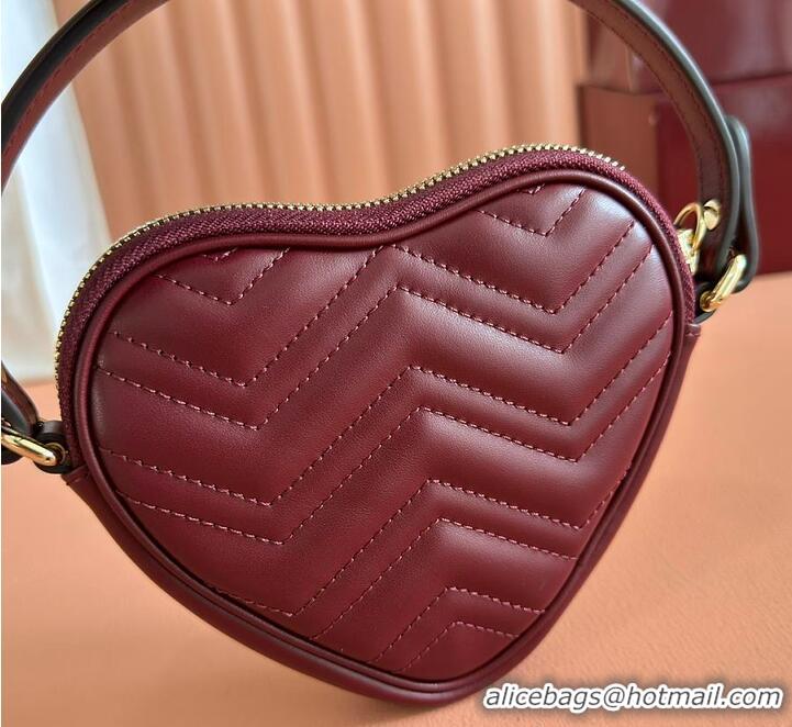Super Quality Gucci Heart-Shaped GG Marmont Mini Bag 589565 Red 2026