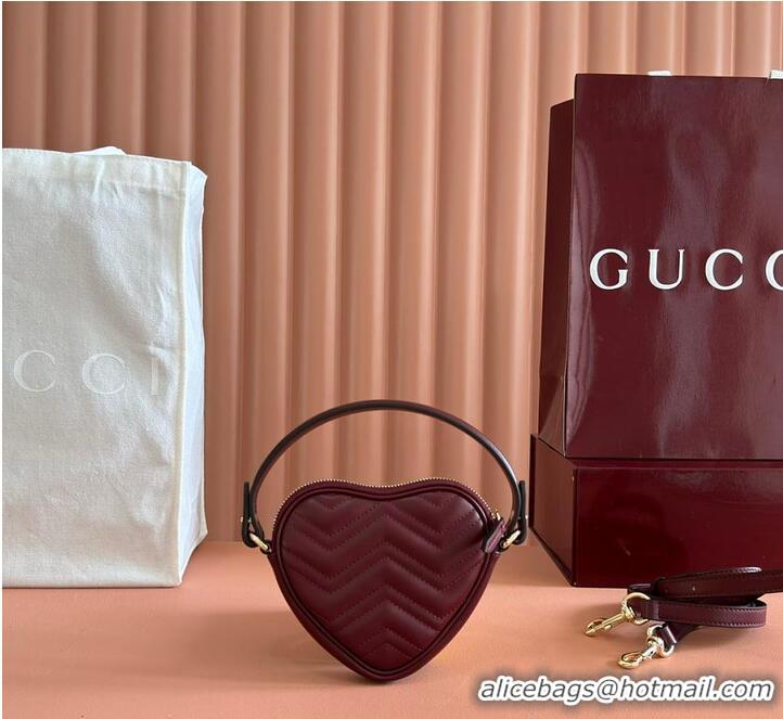 Super Quality Gucci Heart-Shaped GG Marmont Mini Bag 589565 Red 2026