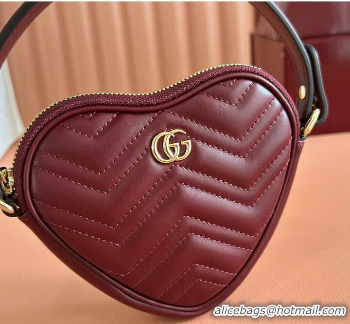 Super Quality Gucci Heart-Shaped GG Marmont Mini Bag 589565 Red 2026