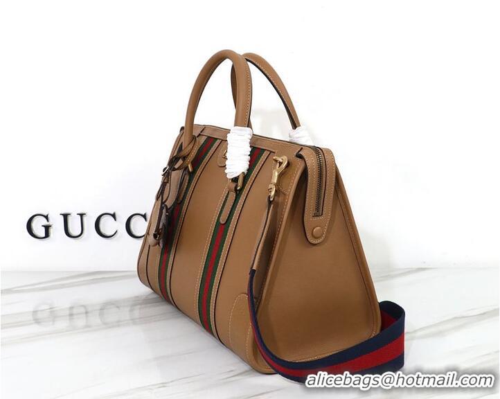 Inexpensive Gucci GG Bauletto Top Handle Bag In Original Leather 847388 Brown 2026