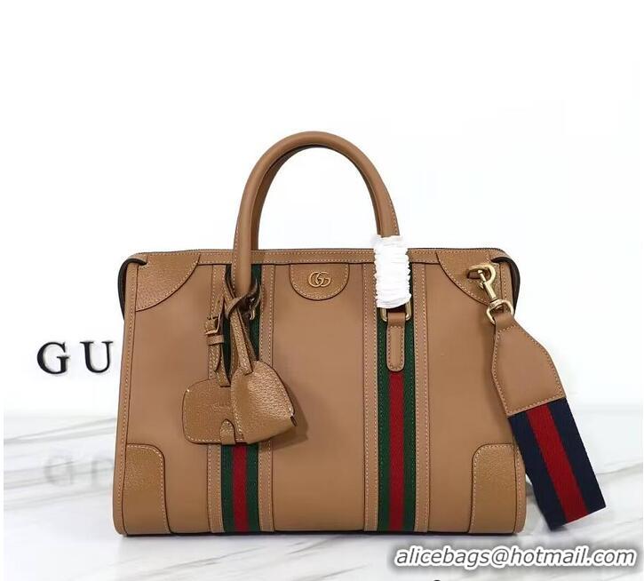 Inexpensive Gucci GG Bauletto Top Handle Bag In Original Leather 847388 Brown 2026
