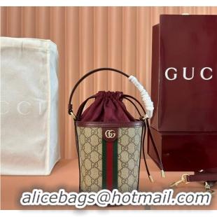 Best Product Gucci Ophidia GG Leather And Canvas Mini Bucket Bag ‎760202 Red 2026