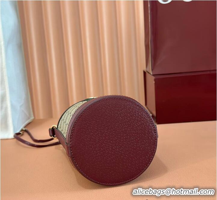 Best Product Gucci Ophidia GG Leather And Canvas Mini Bucket Bag ‎760202 Red 2026