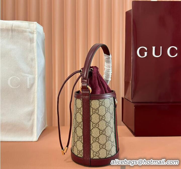 Best Product Gucci Ophidia GG Leather And Canvas Mini Bucket Bag ‎760202 Red 2026