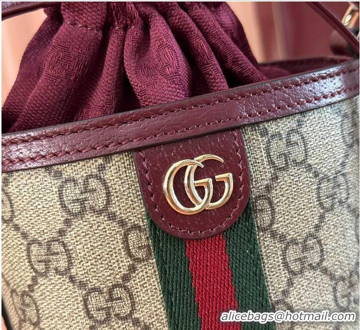 Best Product Gucci Ophidia GG Leather And Canvas Mini Bucket Bag ‎760202 Red 2026