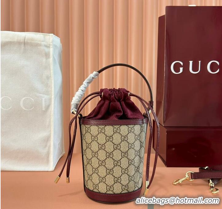 Best Product Gucci Ophidia GG Leather And Canvas Mini Bucket Bag ‎760202 Red 2026
