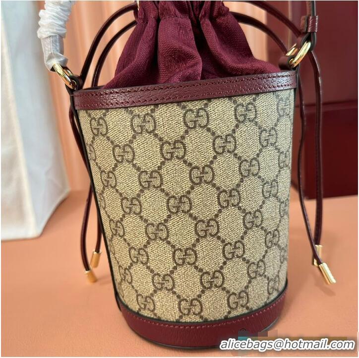 Best Product Gucci Ophidia GG Leather And Canvas Mini Bucket Bag ‎760202 Red 2026