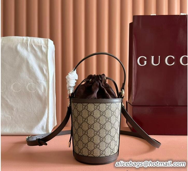 Inexpensive Gucci Ophidia GG Leather And Canvas Mini Bucket Bag ‎760202 Beige/Brown 2026