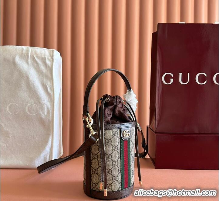 Inexpensive Gucci Ophidia GG Leather And Canvas Mini Bucket Bag ‎760202 Beige/Brown 2026