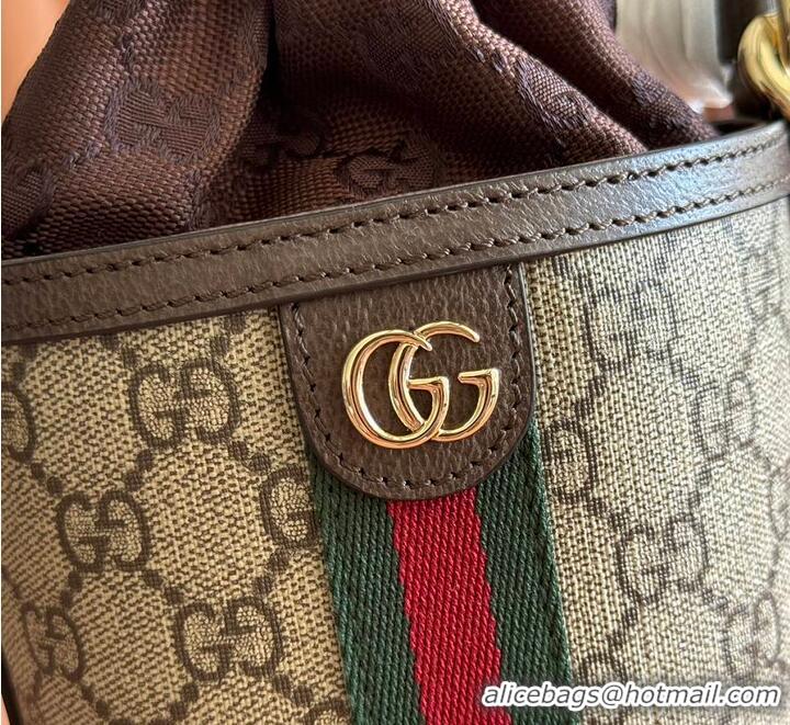 Inexpensive Gucci Ophidia GG Leather And Canvas Mini Bucket Bag ‎760202 Beige/Brown 2026