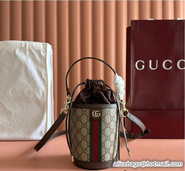 Inexpensive Gucci Ophidia GG Leather And Canvas Mini Bucket Bag ‎760202 Beige/Brown 2026