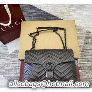 Top Grade Gucci GG Marmont Leather Medium Shoulder Bag 850676 Dark Brown 2026