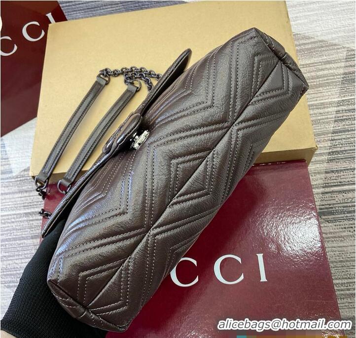 Top Grade Gucci GG Marmont Leather Medium Shoulder Bag 850676 Dark Brown 2026