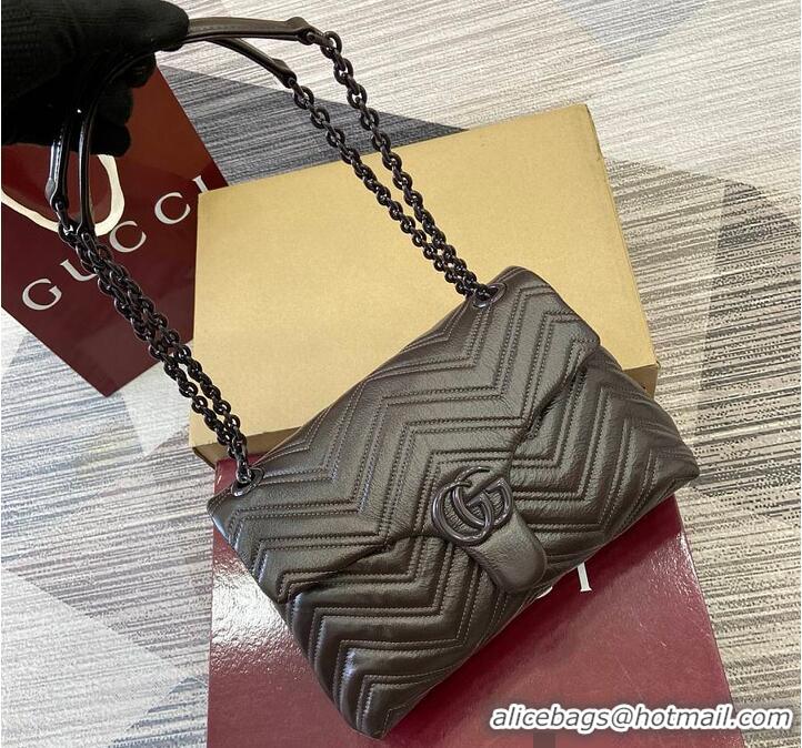 Top Grade Gucci GG Marmont Leather Medium Shoulder Bag 850676 Dark Brown 2026