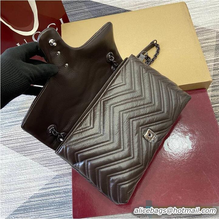 Top Grade Gucci GG Marmont Leather Medium Shoulder Bag 850676 Dark Brown 2026
