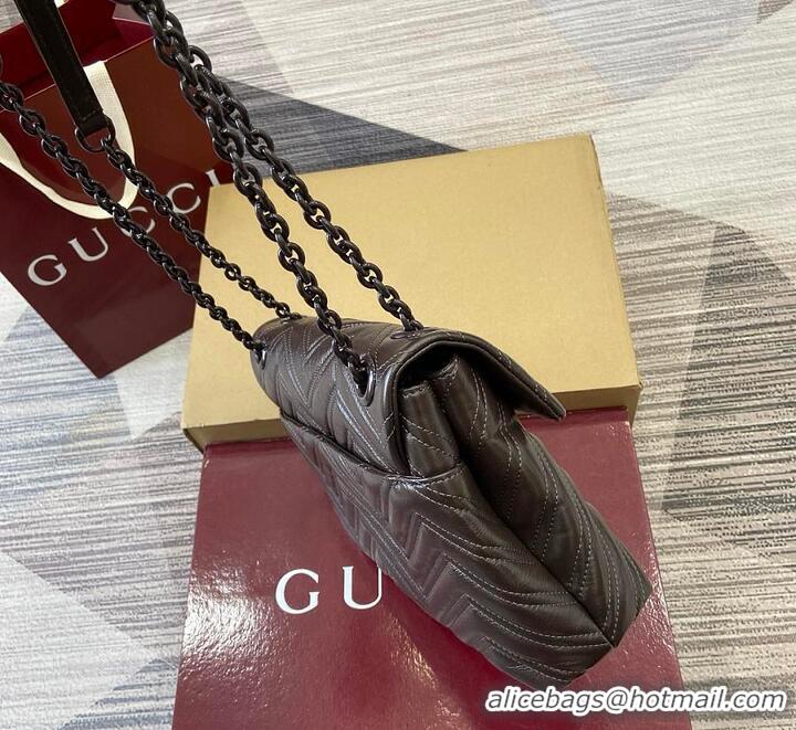 Top Grade Gucci GG Marmont Leather Medium Shoulder Bag 850676 Dark Brown 2026
