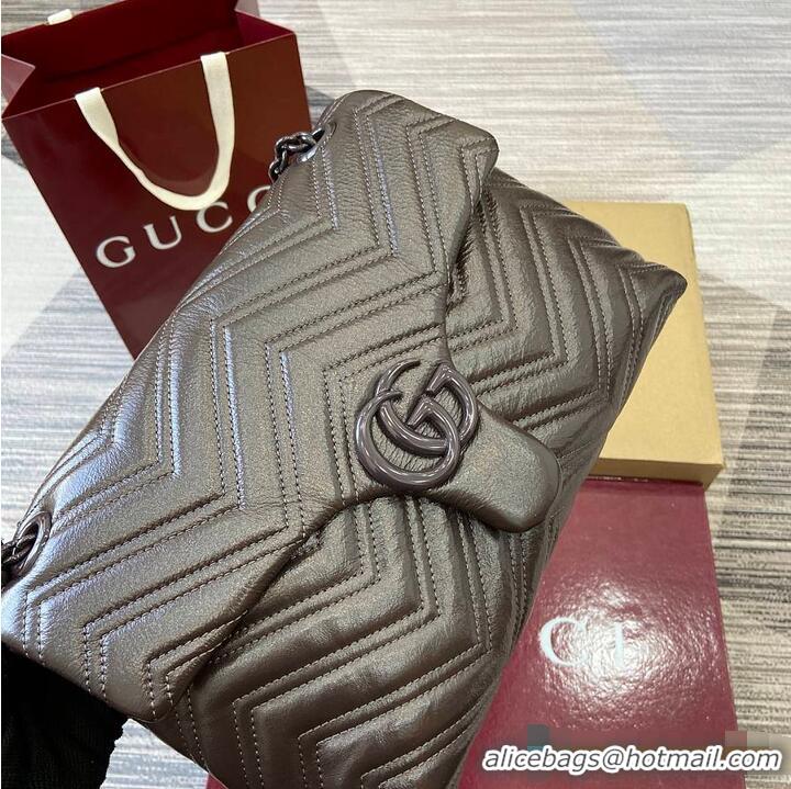 Top Grade Gucci GG Marmont Leather Medium Shoulder Bag 850676 Dark Brown 2026