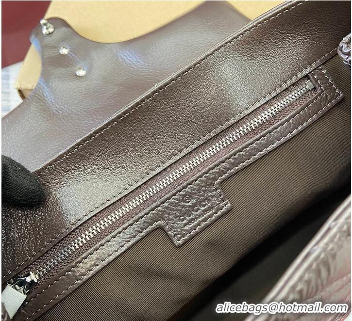 Top Grade Gucci GG Marmont Leather Medium Shoulder Bag 850676 Dark Brown 2026