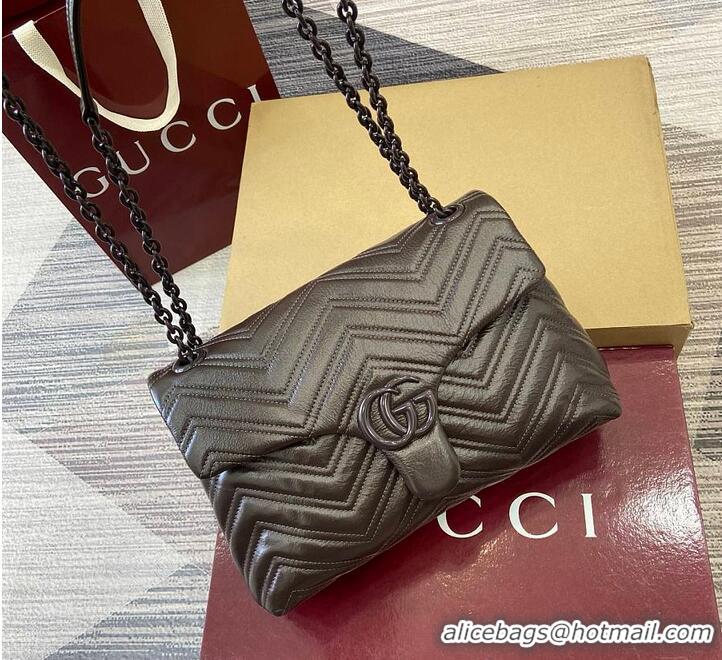 Top Grade Gucci GG Marmont Leather Medium Shoulder Bag 850676 Dark Brown 2026