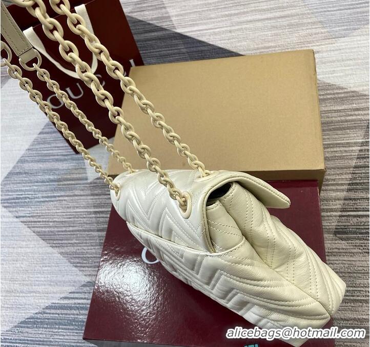 Buy Discount Gucci GG Marmont Leather Medium Shoulder Bag 850676 Ivory 2026
