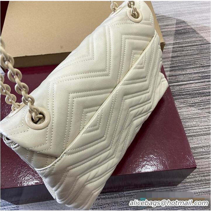 Buy Discount Gucci GG Marmont Leather Medium Shoulder Bag 850676 Ivory 2026