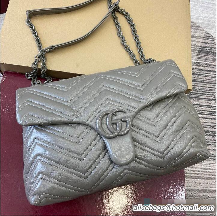 Famous Brand Gucci GG Marmont Leather Medium Shoulder Bag 850676 Dusty Grey 2026