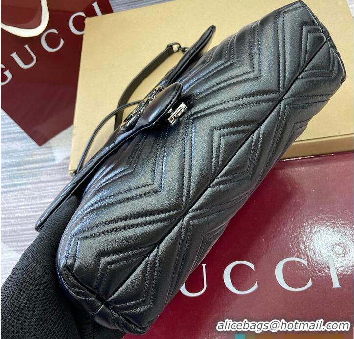 Luxury Cheap Gucci GG Marmont Leather Medium Shoulder Bag 850676 Black 2026