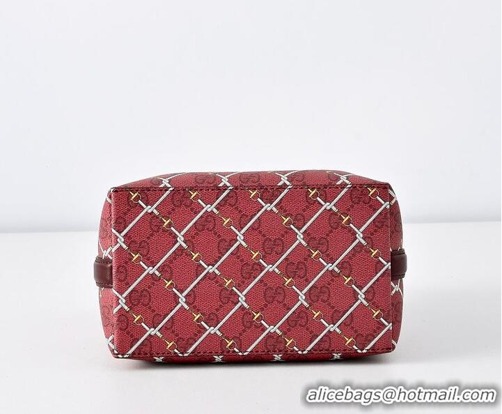 New Fashion Gucci GG Monogram Fabric Emblem Small Bucket Bag 815118 Red/Pink 2026