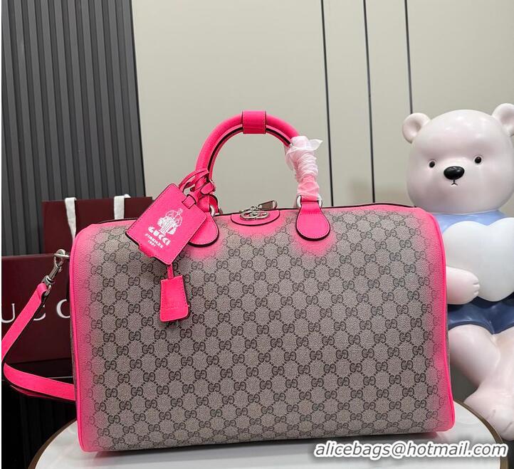 Top Design Gucci GG Medium Duffle Bag In GG Fabric 834962 Beige/Pink 2026