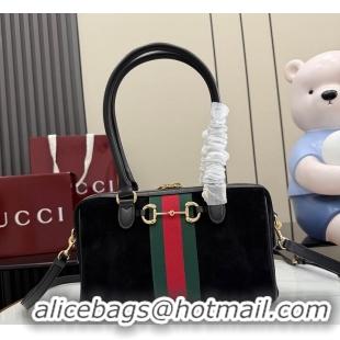 Cheapest Gucci Borsetto Medium Boston Bag In Suede 866732 Black 2026