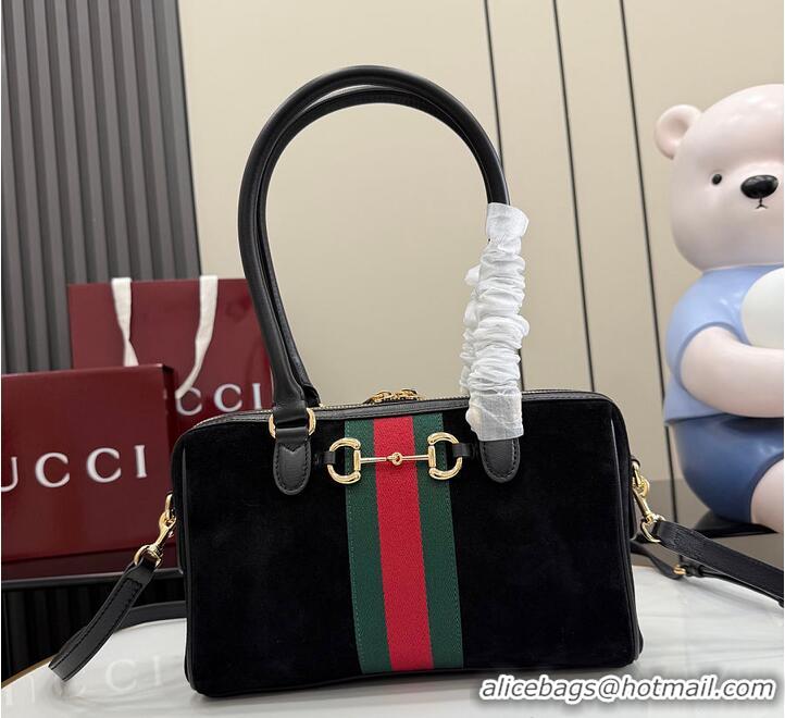 Cheapest Gucci Borsetto Medium Boston Bag In Suede 866732 Black 2026