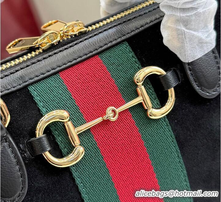 Cheapest Gucci Borsetto Medium Boston Bag In Suede 866732 Black 2026
