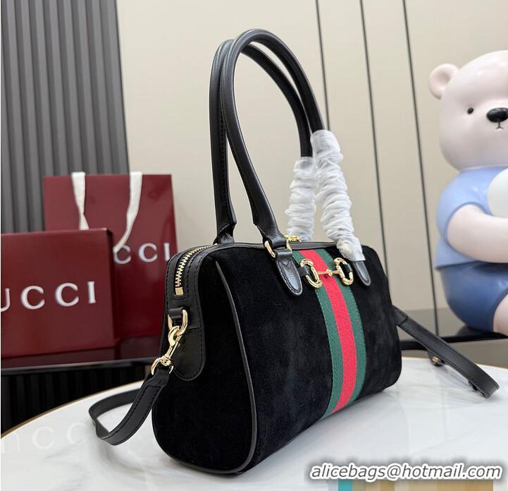Cheapest Gucci Borsetto Medium Boston Bag In Suede 866732 Black 2026