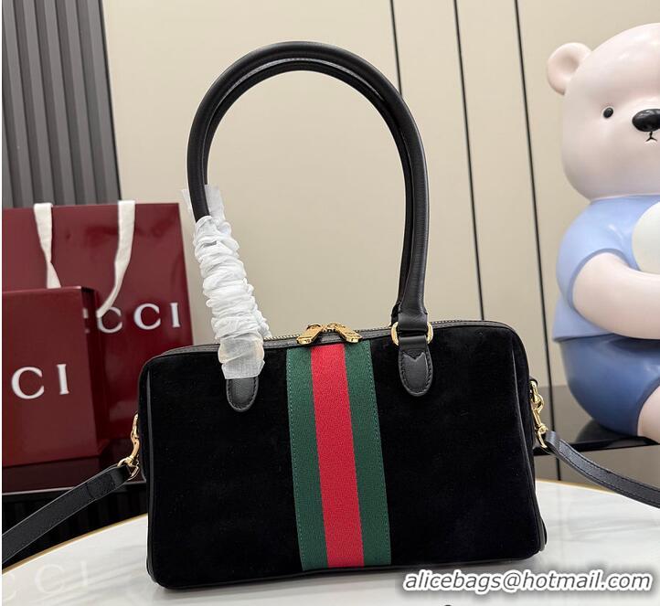 Cheapest Gucci Borsetto Medium Boston Bag In Suede 866732 Black 2026