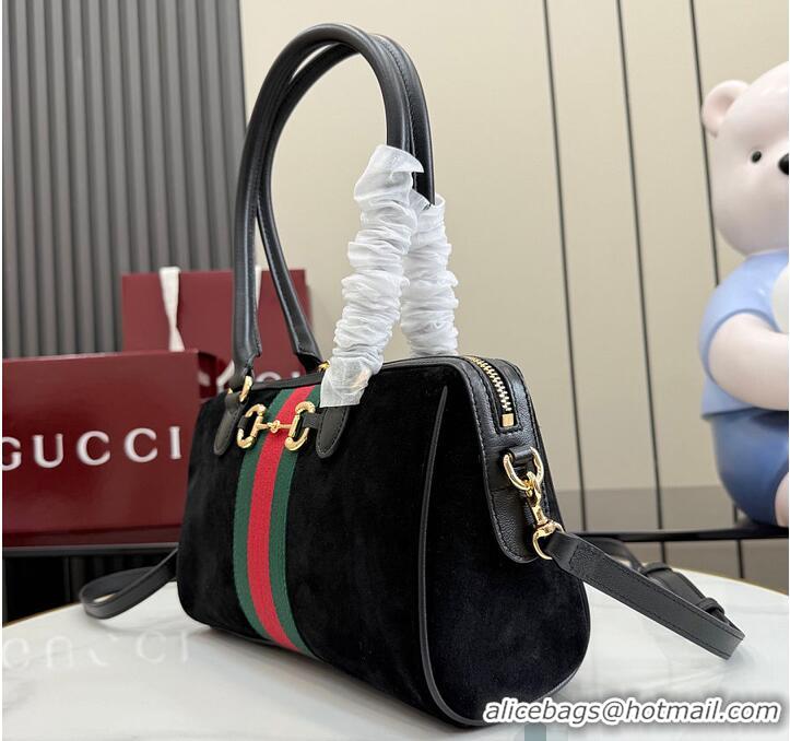 Cheapest Gucci Borsetto Medium Boston Bag In Suede 866732 Black 2026