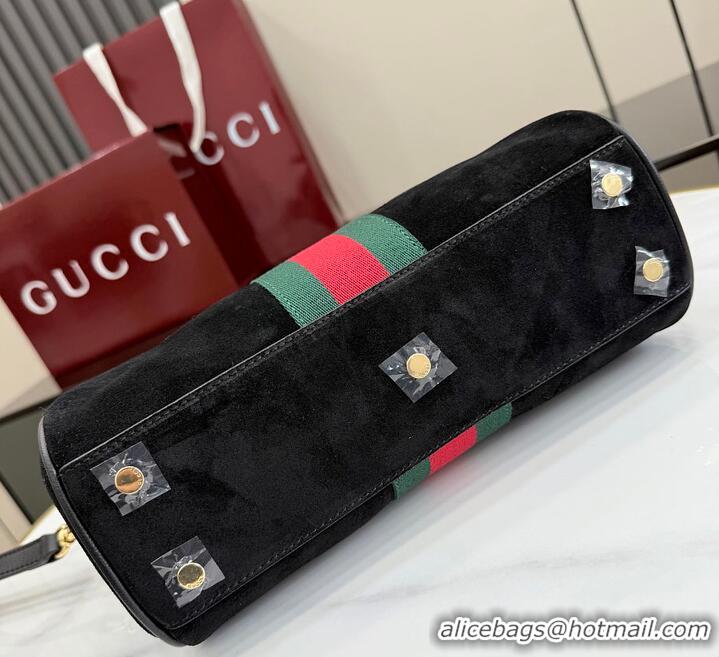 Cheapest Gucci Borsetto Medium Boston Bag In Suede 866732 Black 2026