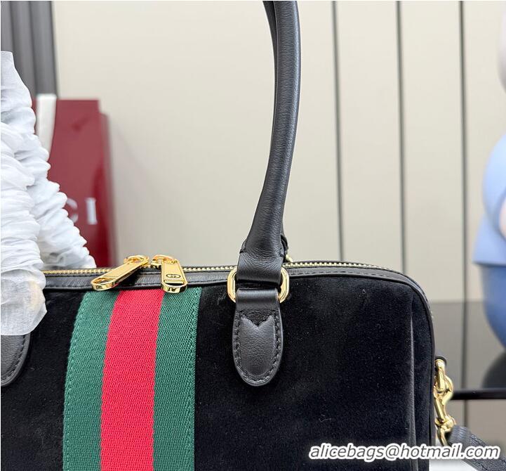 Cheapest Gucci Borsetto Medium Boston Bag In Suede 866732 Black 2026