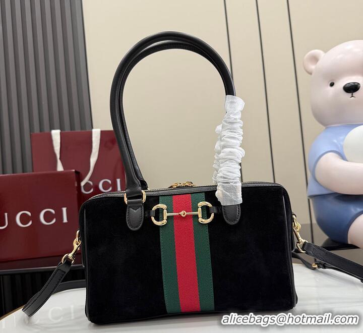 Cheapest Gucci Borsetto Medium Boston Bag In Suede 866732 Black 2026
