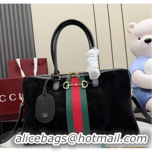 Top Quality Gucci Borsetto Large Boston Bag In Suede 866733 Black 2026