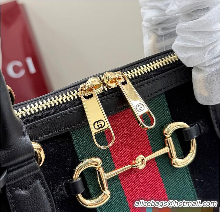Top Quality Gucci Borsetto Large Boston Bag In Suede 866733 Black 2026